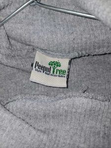 Grey Turtle Neck Pullover Knitted Top