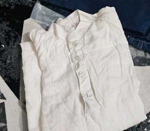 Unisex Casual White Kurta set of 2