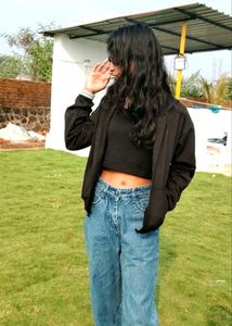 Black Cropped Jacket For Women