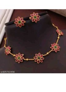 Flower Design Necklace &amp; Earring Set