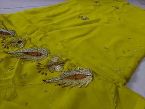 Yellow Saree with Silver Embroidery