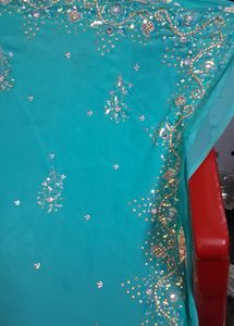 Elegant Turquoise Saree new with blouse