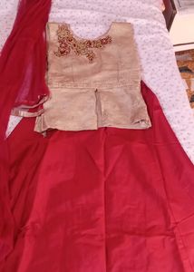 Red And GOLDEN Flared Skirt