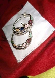 Colorful Ad Gemstone Hoop Earrings
