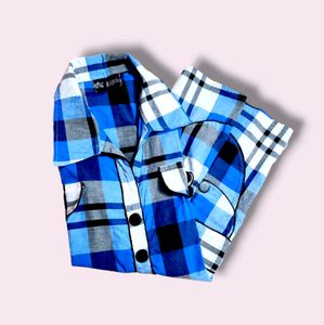 Blue Striped Cotton Shirt For Women/Girls - M Size