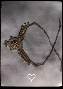 Elegant Gold-Plated Necklace with Stone Work