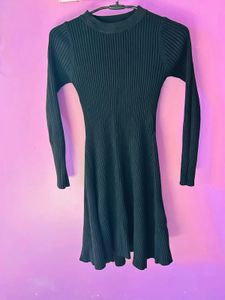 Black Ribbed Knit Dress