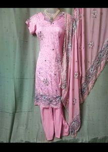 Baby Pink Rasgulla Dress . Heavy Duppata