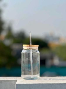 Eco-Friendly Glass Bottles with Straw Lid