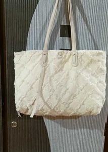 Ivory Quilted Tote Bag