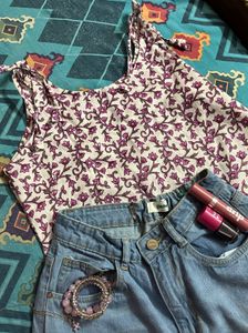 Gulabi Tie-Up Short Kurti 🌸