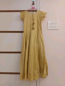 Beige Embroidered And Stone Work Gown Cotton Silk