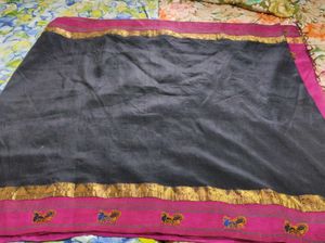 Elegant Pink &amp; Black Saree