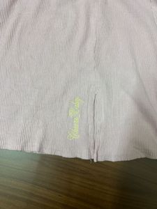 bershka baby pink slit skirt
