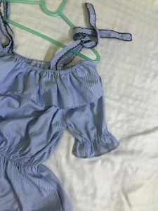 Blue Striped Off shoulder Mini Dress Bust 32-34