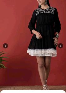 Anouk Floral Embroidered A-Line Mini dress (Inner)