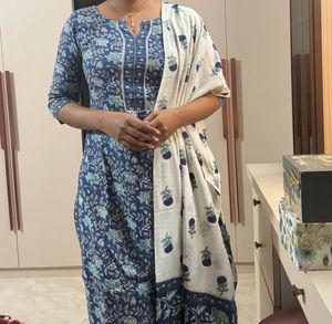 Blue Floral Kurta Set