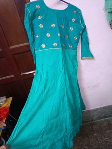Pure Cotton Embroidery Work Anarkali Kurti &amp; Pant