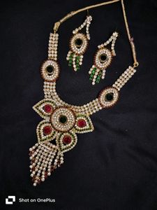 White Stones Necklace With Beautiful Earrings