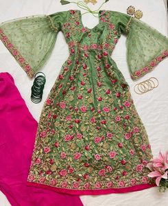 Elegant Green Embroidered Anarkali