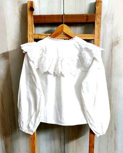 White Designer Cotton Top Size-36