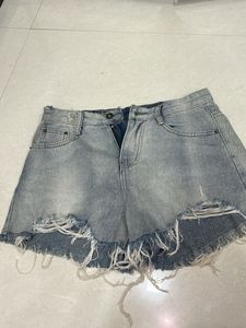 Ripped Denim Shorts