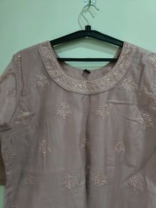 Elegant Pink Embroidered Silk Kurta
