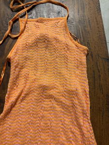 Orange Pink Knit Mini Dress