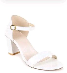 White Block Heel Sandals