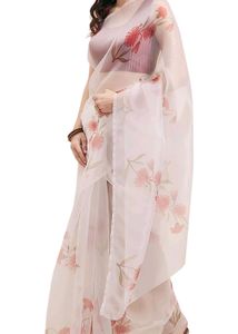 Off White Organza Floral Saree from Amazon.