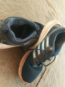Navy Blue Striped Athletic Shoes