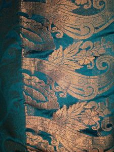 Teal &amp; Gold Brocade Saree