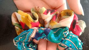 Stylish Multicolor Scrunchies - Set Of 2