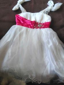 White &amp; Pink Tulle Party Dress💕🤍