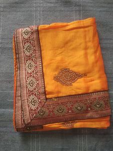 Women Orange Saree
