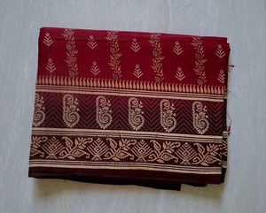 New Pure Cotton Maroon Saree🌼