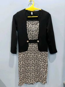Geometric Print Bodycon Dress with Blazer