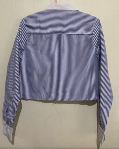 blue striped shirt