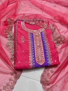 Pink & Purple Embroidered Salwar Kameez