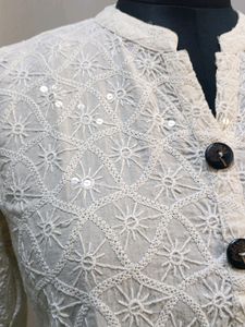 White Chickenkari Kurta