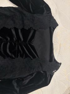 Black Velvet Top with Square and Sweetheart Neck