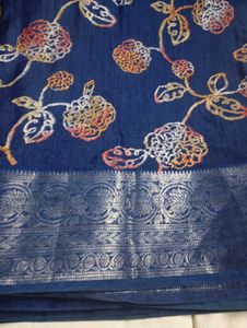 used joint Elegant Blue Embroidered Saree
