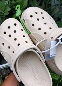 Beige Platform Crocs