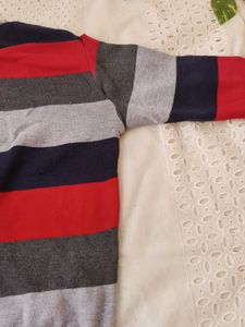 Striped V-Neck Pullover Sweater