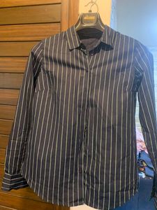 Wardrobe Navy Blue Stripe Shirt For Women