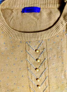 Mustard Yellow Beaded Woollen Top