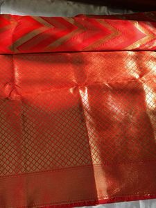 Tomato Red Saree With Blouse