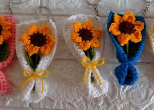 Sunflower Crochet Keychain