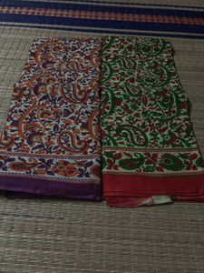 100% Combo Of Two New Bagru Mul Cotton saree