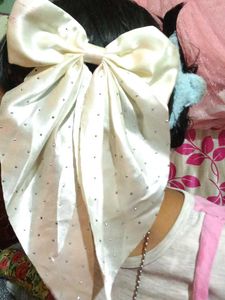 Ivory Bow with Rhinestones